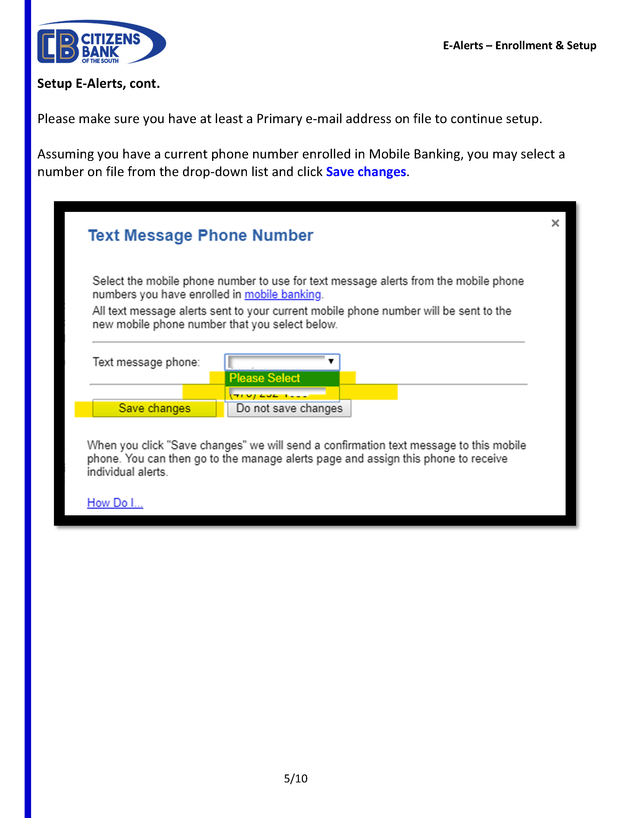 Online Banking OLB E Alerts Citizens Bank of the South